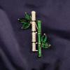 Broche de bambu Ping An, broche de cristal esmeralda ascendente com zircônia, corpete de temperamento clássico, acessórios antigos Cheongsam