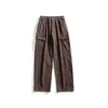 Pantalones Casuales Retro Americanos para Hombre Estilo Otoño/Invierno 2026 Bolsillos Grandes Lavados Pantalones de Pierna Ancha Sueltos Adelgazantes Cargo Pantalones de Pierna Recta