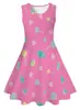 Vestido sin mangas de dibujos animados dulces, malvavisco, impreso en 3D para niñas, vestido de verano para niñas