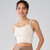 Sujetador Deportivo Sexy de Malla de Dos Piezas Falsas para Mujer con Almohadilla Fija en el Pecho Ropa de Yoga Verano Malla Ropa Exterior Chaleco para Correr Fitness