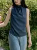 Camisa sin mangas de acetato bicolor Jicouture para mujer en verano, top fino holgado, elegante y de alta gama