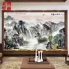 Papel de parede para parede de fundo de TV pintura chinesa residência da Montanha Fuchun pintura de paisagem mural grande de alta qualidade sala de estar escritório tecido de parede