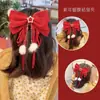 Pinza Roja para el Cabello de Año Nuevo para Niñas con Lazo y Cinta, Pasador para Niñas, Accesorio para el Cabello de Bebé para Niñas Pequeñas