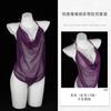 Conjunto de Lingerie Sexy Roxo de Gola Halter com Uniforme de Tentação do Puro Desejo e Traje de Abstinência, Roupa de Dormir Qqny