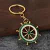 Venta Caliente Transfronteriza Joyería Estilo Europeo Americano Coreano Estilo Marino Combinación de Ancla y Timón Llavero Colgante Azul y Blanco