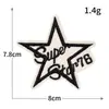 Sello de Bordado por Computadora Estrella de Cinco Puntas Transfronterizo de Comercio Exterior Parche de Tela Bordado con Hilo Dorado y Plateado Parche Decorativo para Ropa Chaqueta Insignia