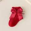 Calcetines de encaje para niña de 26 años, calcetines infantiles transfronterizos de otoño e invierno, venta al por mayor, calcetines de princesa para bebé, borde de encaje con lazo, niña