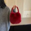 Colección nueva de otoño e invierno transfronteriza: Bolso de mano de color liso, elegante y esponjoso para mujer, que irradia una sensación lujosa y afelpada