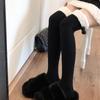 Medias gruesas grises para mujer otoño e invierno JK japonés calcetines negros hasta el muslo calcetines cálidos blancos por encima de la rodilla calcetines altos de encaje