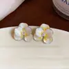 Aretes de Flor de Circonia con Goteo de Aceite de Aguja de Plata, Diseño Versátil Simple y de Moda, Aretes de Lujo Ligero de Alta Gama al por Mayor