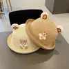 Chapéu de Palha Infantil de Verão Aba Curva Chapéu de Pescador Dinossauro de Desenho Animado Fino Quebra-Sol Respirável Proteção Solar Chapéu de Viagem para Praia