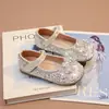 Zapatos para Niñas Zapatos de Princesa de Cuero con Cristales para Niños 2026 Nuevo Primavera Elsa Zapatos Planos Suaves para Niñas Bebé