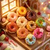 Mini dona simulada con pequeña decoración de flor, parche de resina, lindo juguete de comida, material para accesorio hecho a mano DIY