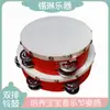 Instrumento de Percussão Orff Tamborim de Pele de Ovelha de 8 polegadas com Fileira Dupla para Apresentação de Dança Tamborim de Madeira Auxílio de Ensino Musical Tambor de Mão