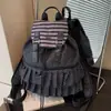 Mochila de Viaje Casual Nueva de Gran Capacidad con Lunares, Mochila Versátil y Elegante de Encaje Plisado, Mochila Escolar para Estudiantes