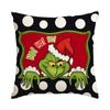 Funda de Almohada Navideña Transfronteriza de Comercio Exterior Grinch Divertida Almohada Cuatro Piezas Sofá Decoración del Hogar Cojín Personalización