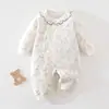Macacão para recém-nascido para outono e inverno, macacão de bebê 100% algodão, acolchoado de 40g, roupa sem costura, macacão de bebê para primavera e outono