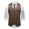 2026 Colete Masculino de Camurça Estilo Europeu e Americano Transfronteiriço Colete Retro de Lapela Reta de Botão Único Slim Fit