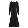 2023 outono e inverno novo slim slimming longo fishtail saia luz madura plissado design cor sólida vestido de cintura alta