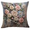 Funda de Almohada Transfronteriza Nueva Retro de Flores Creativa Estilo Talla Pintura al Óleo Estampado Hogar Sofá Cojín Funda de Almohada