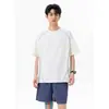 Camiseta de Manga Corta de Secado Rápido con Bloques de Color para Hombre, Estilo Nuevo de Verano, Holgada, Deportiva, Mangas de Cinco Puntos