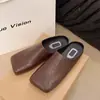 Mocasines retro de estilo coreano de punta cerrada y suela blanda, nuevo modelo 2026, zapatos planos sin talón de punta cuadrada slip-on