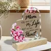 Decoração de Mesa Dia dos Namorados Amor com Base de Madeira Acrílico Transparente Dia dos Pais Ornamentos
