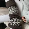 Capa de Meia Fair Isle para Mulheres, Outono e Inverno, Tricô Grosso Estilo Rústico Meias Largas, Quentes e Grossas Meias de Cano Médio com Padrão de Diamante Retro Aquecedores de Perna