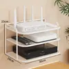 Caja de almacenamiento montada en la pared, estante para router, estante para decodificador de TV montado en la pared sin taladro