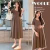 Ropa de Maternidad Falda de Verano 2025 Nuevo Estilo Coreano Moda Verano Dulce Reductor de Edad Simple Vestido de Maternidad Plisado