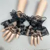 Mangas de Encaje para Novia Negras y Blancas con Lazo en la Muñeca Mangas de Tiro Rendimiento Disfraces Lolita Femeninos Accesorios de Estilo