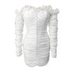 Vestido Ajustado de Organza Fruncido Sexy Off-Shoulder Estilo Francés Nuevo Otoño 2026 5462
