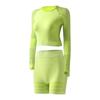 Nuevo Traje de Fitness de Pantalones Cortos Transfronterizo Cadera Melocotón Cintura Alta Fitness Manga Larga Deportes Yoga Pantalones Cortos Traje de Mujer Venta al por Mayor