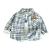 Camisa de manga larga de algodón puro para niños, ropa de bebé estilo primavera y otoño, top para niño pequeño, chaqueta de bebé, camisa infantil elegante