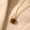 Collar de Acero de Titanio con Piedra Ojo de Tigre para Mujer, Apilable, Cadena para Clavícula de Lujo Nicho Joyería al por Mayor