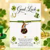 Calle. Pulsera de la Suerte para el Día de San Patricio Trébol de Cuatro Hojas Colgante de Aleación de Buena Suerte Pulsera Ajustable