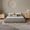 Base de cama tatami em madeira maciça sem cabeceira, estrutura de ripas respirável e à prova de umidade, adequada para apartamentos de aluguel e pousadas de estilo japonês