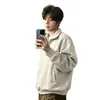 Sudadera Pesada con Media Cremallera para Hombre y Mujer Top de Pareja Marca Popular para Hombre Cuello Alto Americano Chaqueta Casual Juvenil Estudiante Moderna