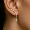 Novos Brincos de Tarraxa Estrela de Quatro Pontas com Strass Completo Zircônia para Mulheres Design de Nicho Versátil de Alta Qualidade Exquisite Brinco de Lua Crescente para Mulheres