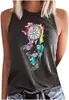 Comercio exterior ropa de mujer comercio electrónico transfronterizo Amazon nuevo chaleco camiseta de mujer con estampado sin mangas gran cantidad en stock