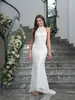 Vestido de Playa Blanco con Espalda Descubierta y Cuello Halter, Estilo Puro Deseo Transparente de Encaje Blanco, Estilo Picante de Chica Europea y Americana, Transparente