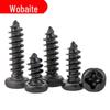 Parafuso auto-roscante de cabeça redonda cruzada de aço carbono preto PA YB845ST1ST1.2ST1.4-ST5