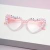 2025 nuevos gafas de sol para niños con perlas y diamantes, letras en inglés, gafas de amor para bebé, gafas para fiesta de gala fábrica