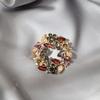 Broche de Flor de Bauhinia Personalidade Europeia e Americana Fivela de Toalha de Seda Joia Oca Geometria com Diamante Colorido Beleza Retrô Luxo Feminino