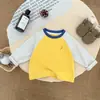 Camiseta de Manga Larga para Niños Primavera 2025 Nueva Primavera y Otoño Camiseta Básica de Combinación de Colores para Niños Top Casual para Bebé Ropa para Niños Tendencia t