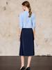 Camisa Azul Cielo de Siete Puntas para Primavera Verano Otoño Manga Media Falda Camisa para Mujer Elegante Moda Traje de Dos Piezas Moda Profesional