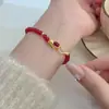 Ano do Coelho Benmingnian Coelho Pulseira Vermelha com Contas Luxo Leve Nicho Requintado Sentido de Alto Padrão Pulseira Novidades Explosivas Femininas