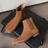 Botas de Cuero Completo y Desnudas Botines Cortos de Mujer Otoño e Invierno Nuevos Punta Redonda Tacón Grueso Medio Botas Individuales de Cuero Estilo Coreano Botines Cortos de Mujer