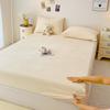 Lençol de Leite Veludo Espesso de Inverno Peça Única Protetor de Colchão com Forro de Lã Veludo Coral Antiderrapante Cobertura de Cama de Veludo Fixa