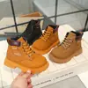 Botas Martin Nuevas de Otoño e Invierno para Niños Botas de Niña Estilo Británico Botas de Piel Botas Individuales Zapatos de Bebé para Niños Moda Botas Amarillas Pequeñas